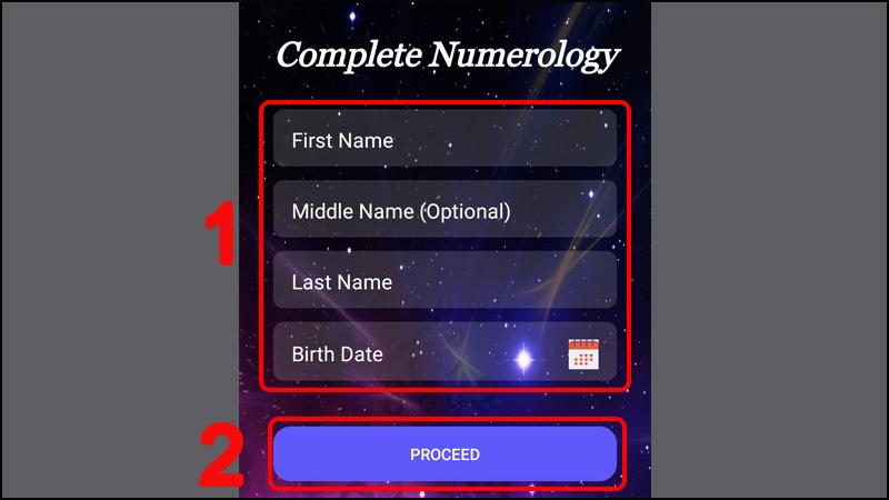 Nhập thông tin và nhấn PROCEED
